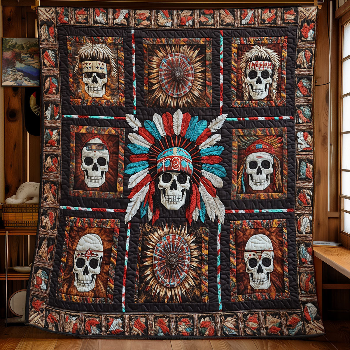 Tribal Skull WU1102036CL Quilt