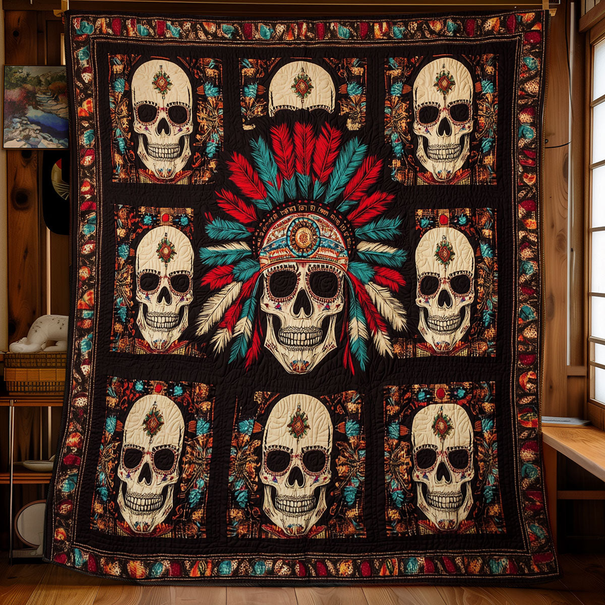 Tribal Skull WU1102038CL Quilt