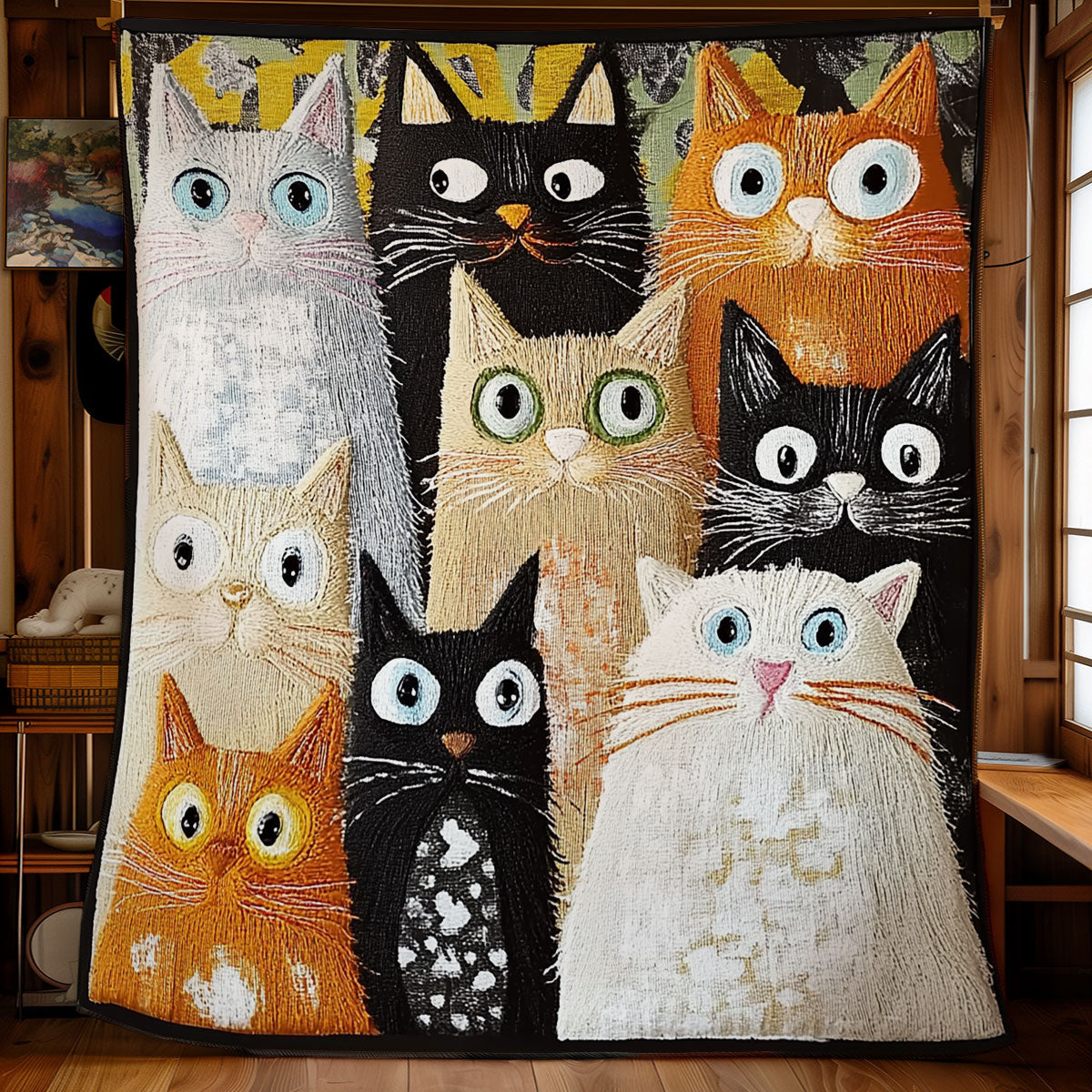 Whimsical Cat WU1801027CL Quilt