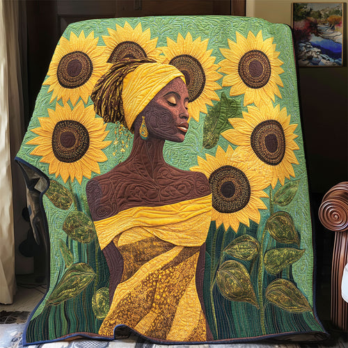 Black Woman And Sunflower WU1002003CL Quilt