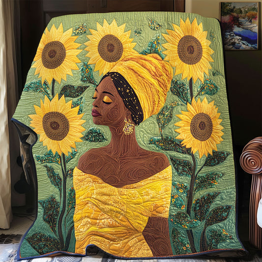 Black Woman And Sunflower WU1002004CL Quilt