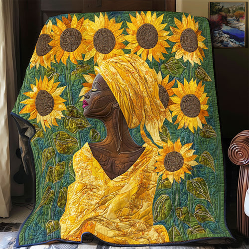 Black Woman And Sunflower WU1002007CL Quilt