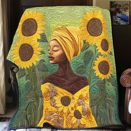 Black Woman And Sunflower WU1002010CL Quilt