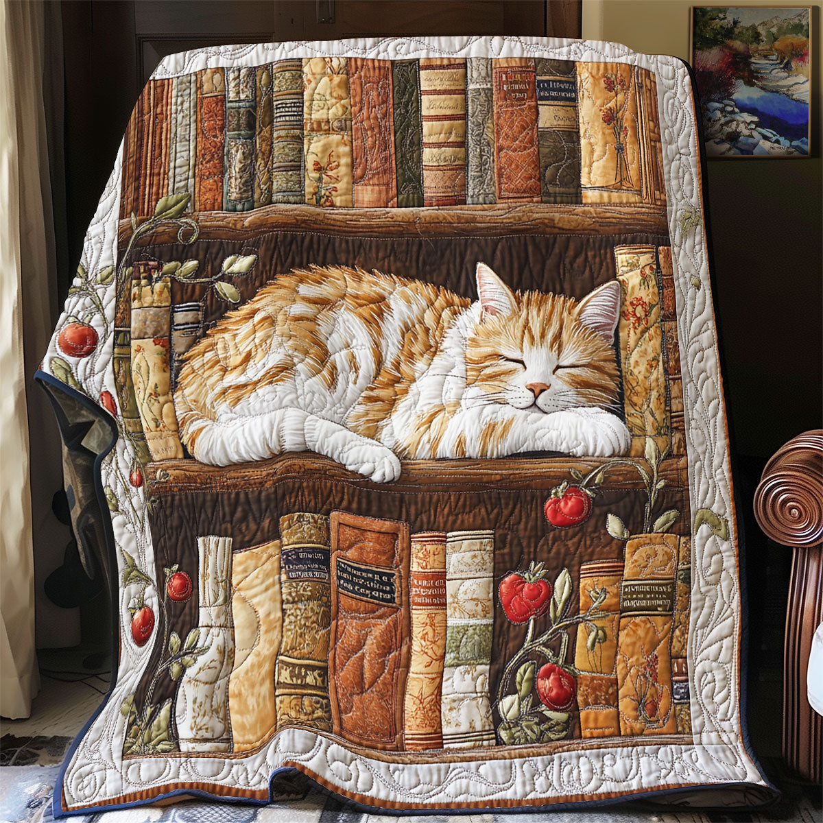 Cat Dreamy Bookshelf WU1002047CL Quilt