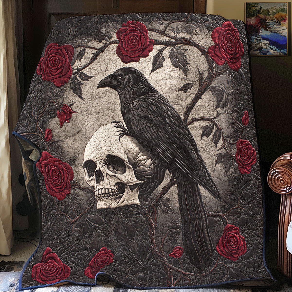 Crow And Skull WU0301087CL Quilt