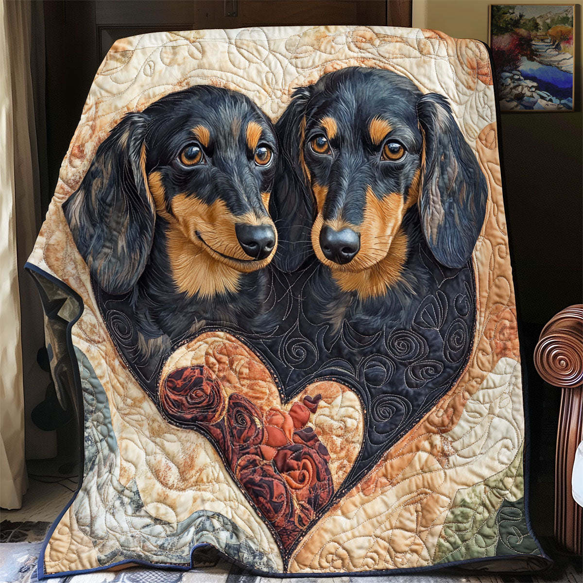 Dachshund Be My Valentine WU2301020CL Quilt