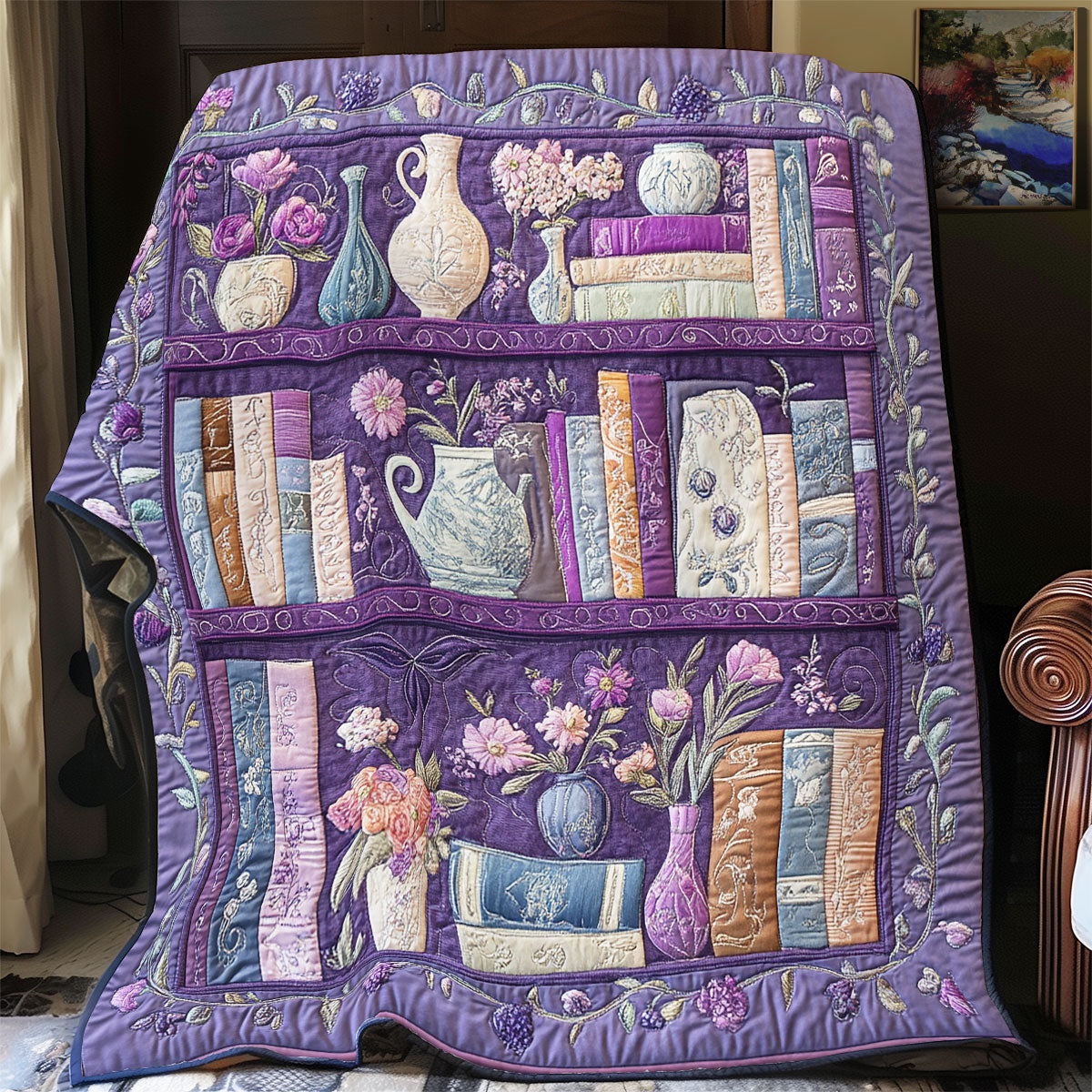 Dreamy Purple Bookshelf WU0503003CL Quilt