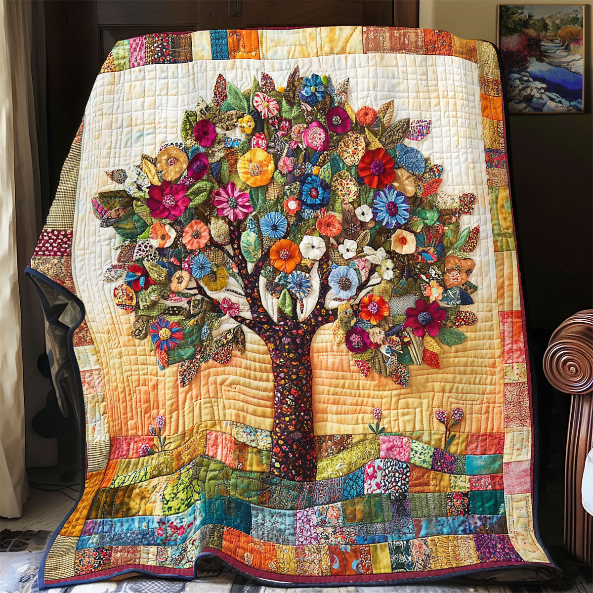 Floral Tree Of Life Patchwork WU0502007CL Quilt