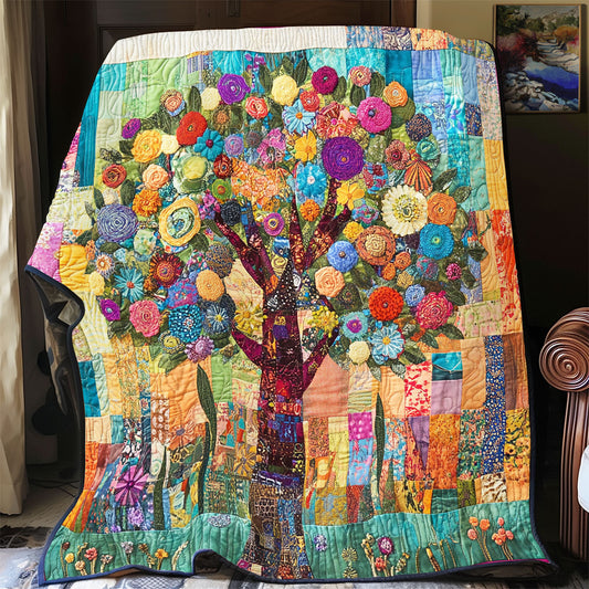 Floral Tree Of Life Patchwork WU0502017CL Quilt