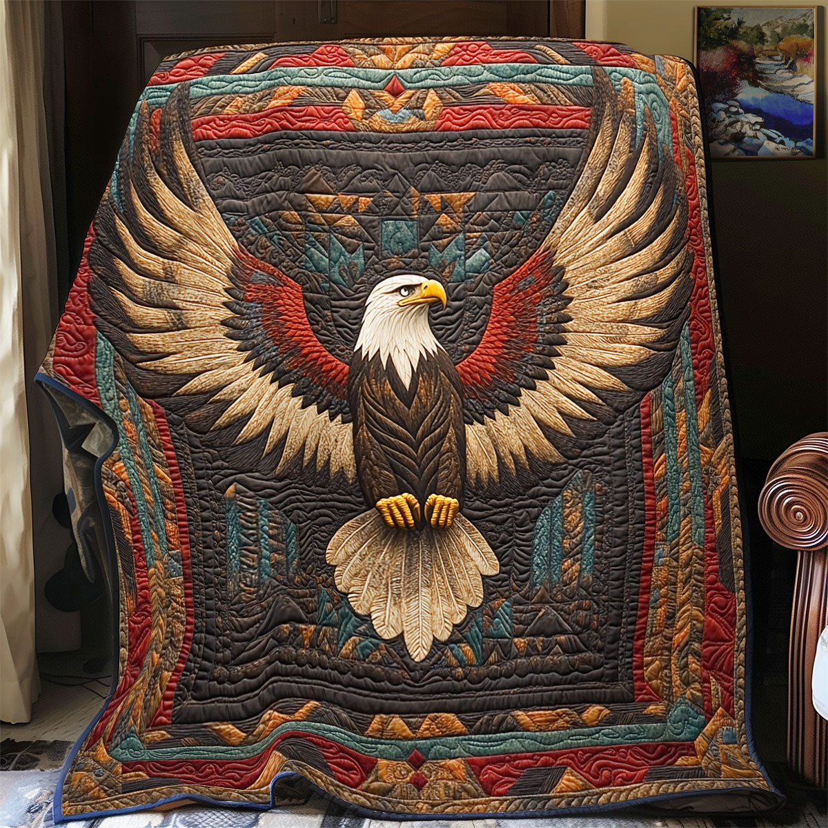 Flying Bald Eagle WU1102060CL Quilt