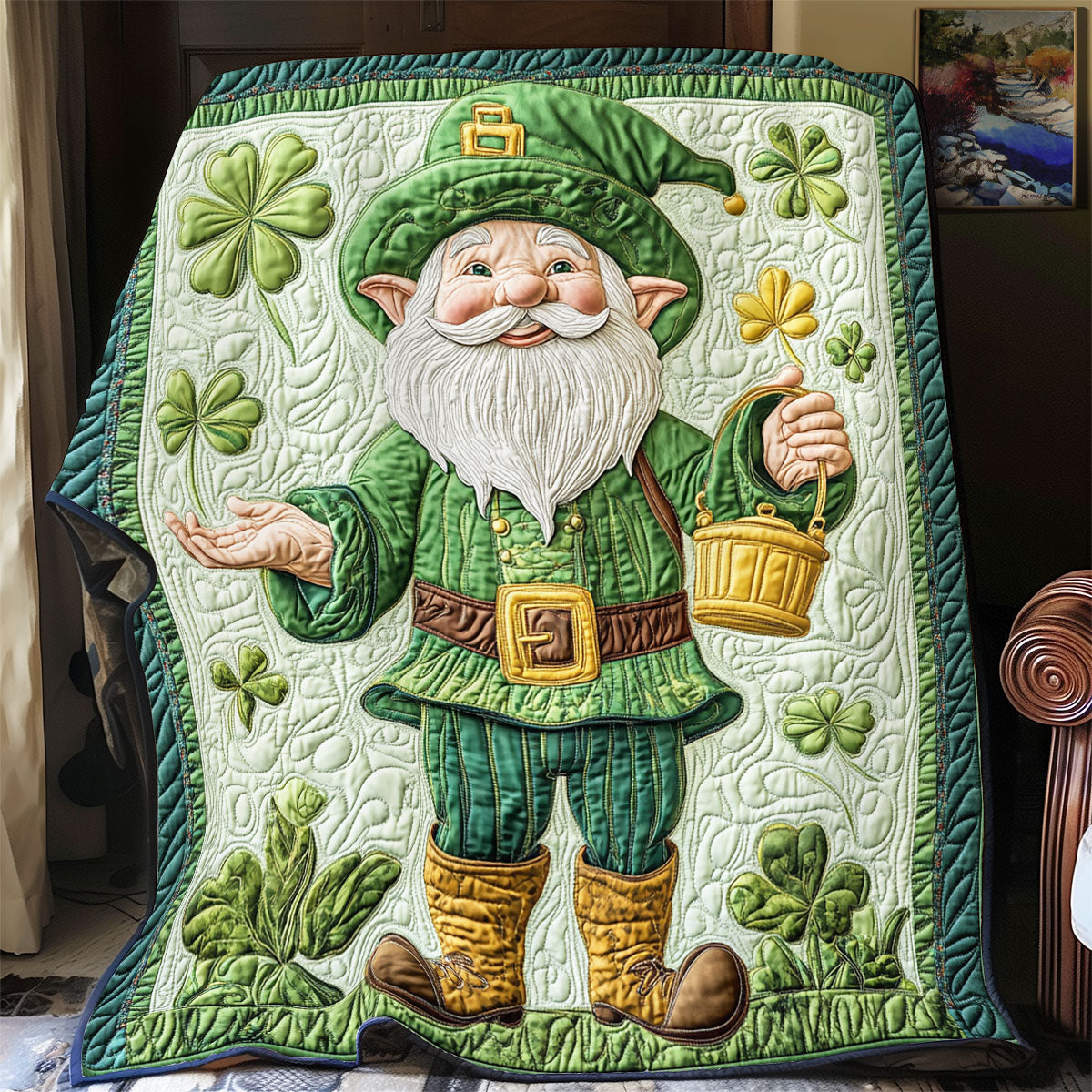 Gnome Happy St.Patrick's Day WU0101022CL Quilt