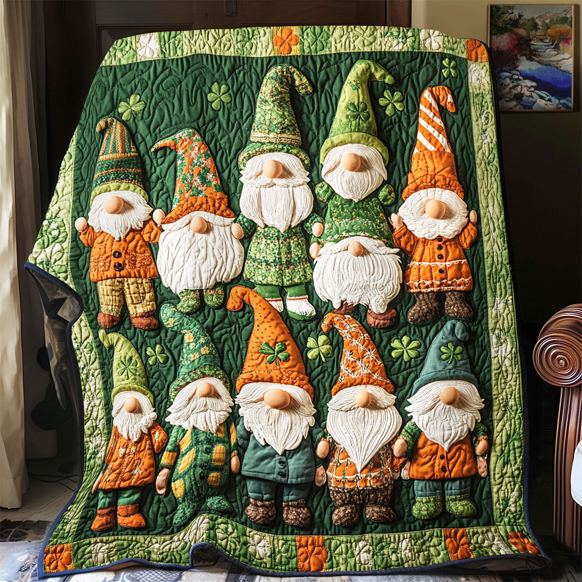 Gnome Happy St.Patrick's Day WU1401047CL Quilt