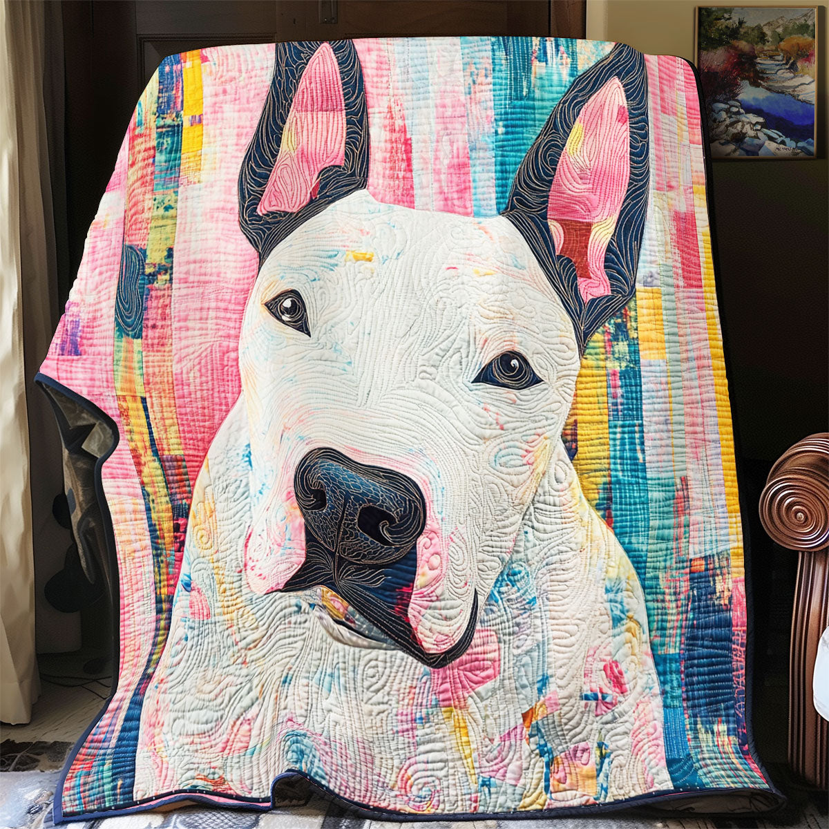 Happy Bull Terrier WU1302085CL Quilt