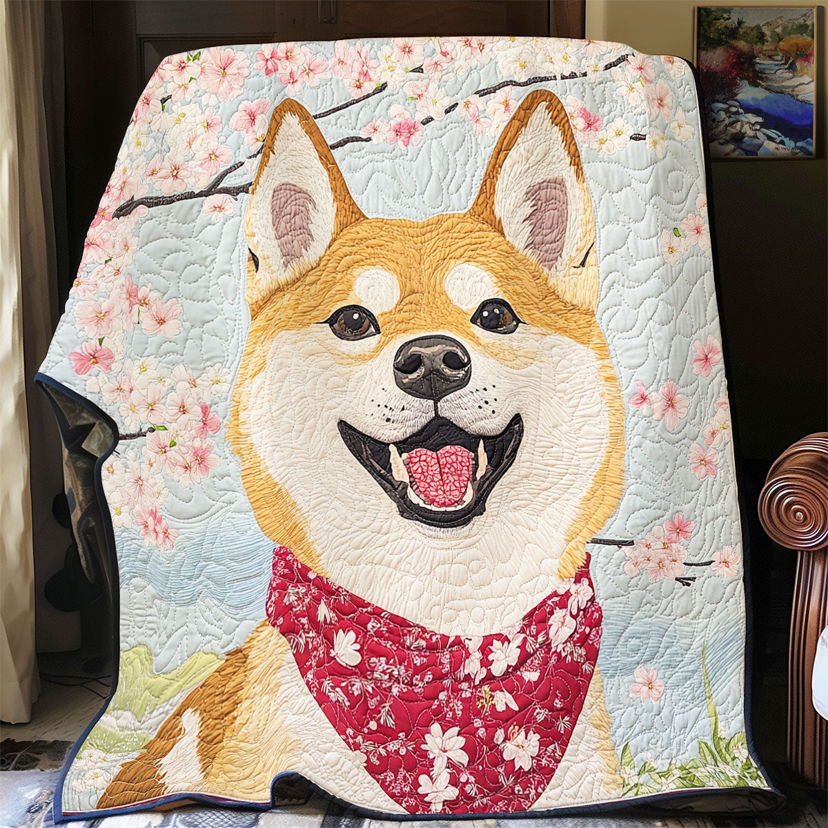 Happy Shiba Inu WU2301076CL Quilt