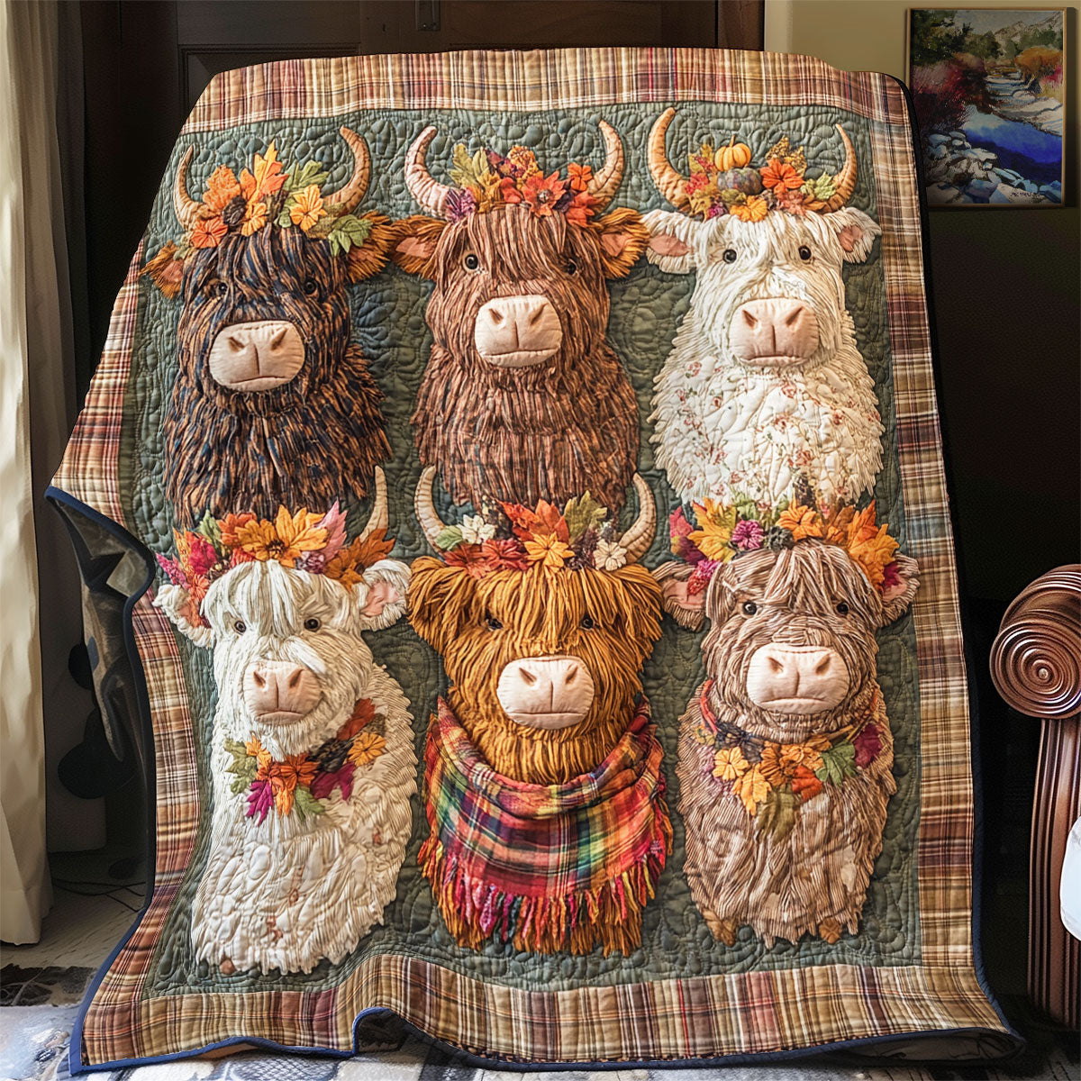 Highland Cow Autumn Feels WU1302011CL Quilt