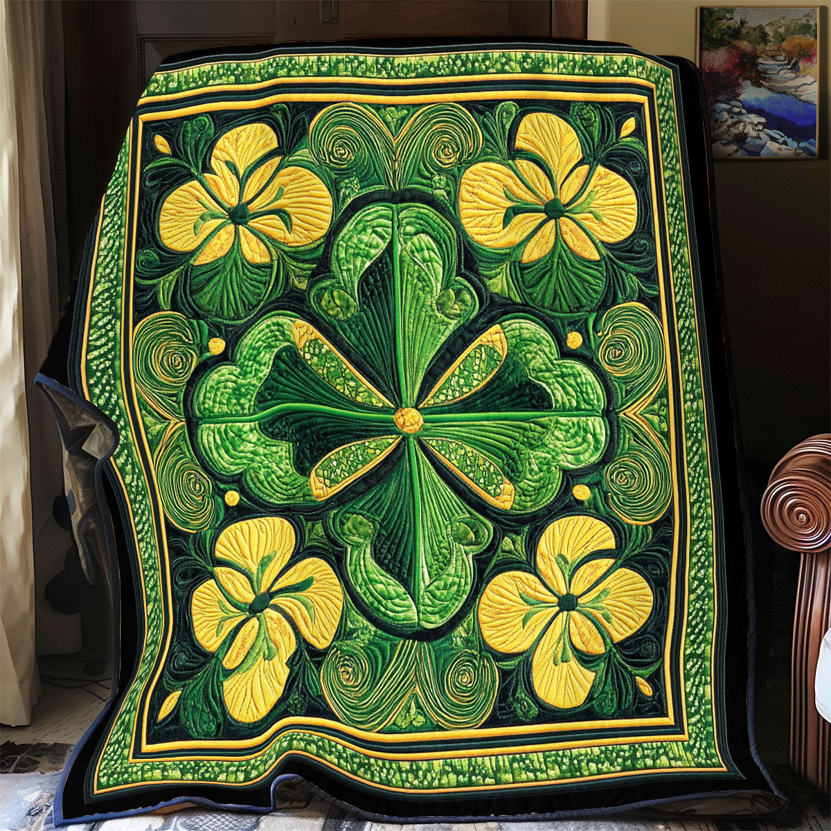 Irish Four-leaf Clover WU0101032CL Quilt