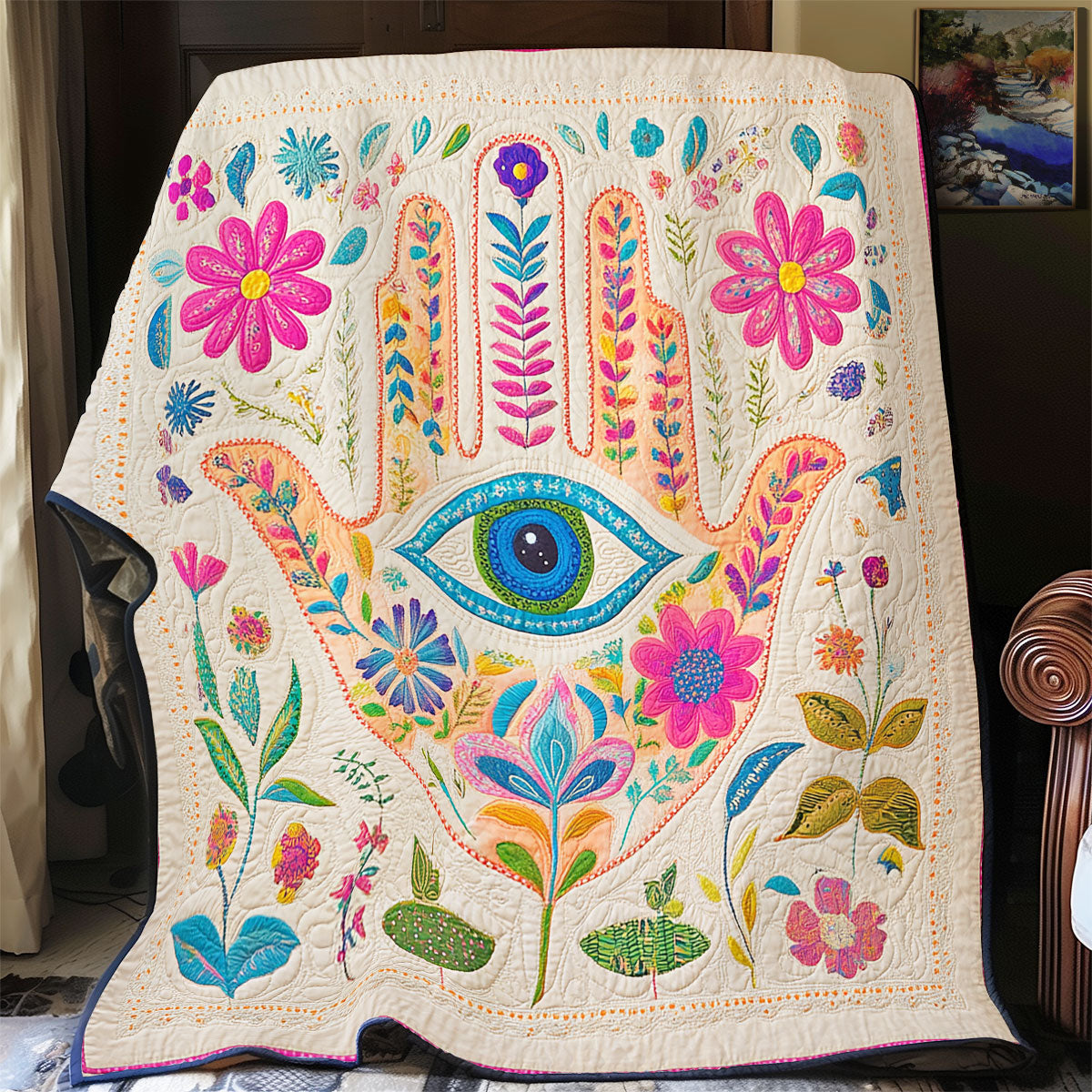 Jewish The Sacred Hamsa WU0602061CL Quilt