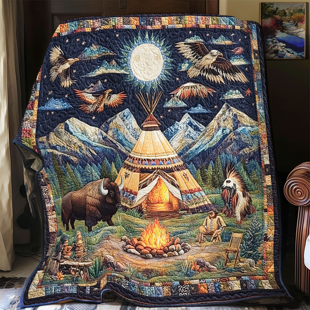 Native American Teepee WU2301061CL Quilt