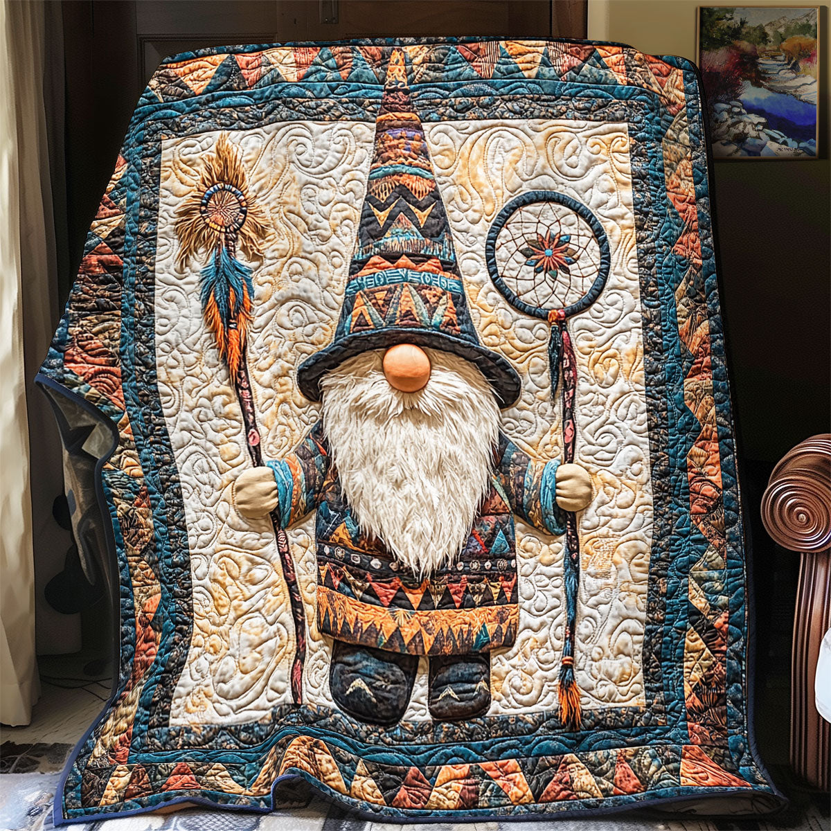 Native American Tribal Gnome WU1102046CL Quilt