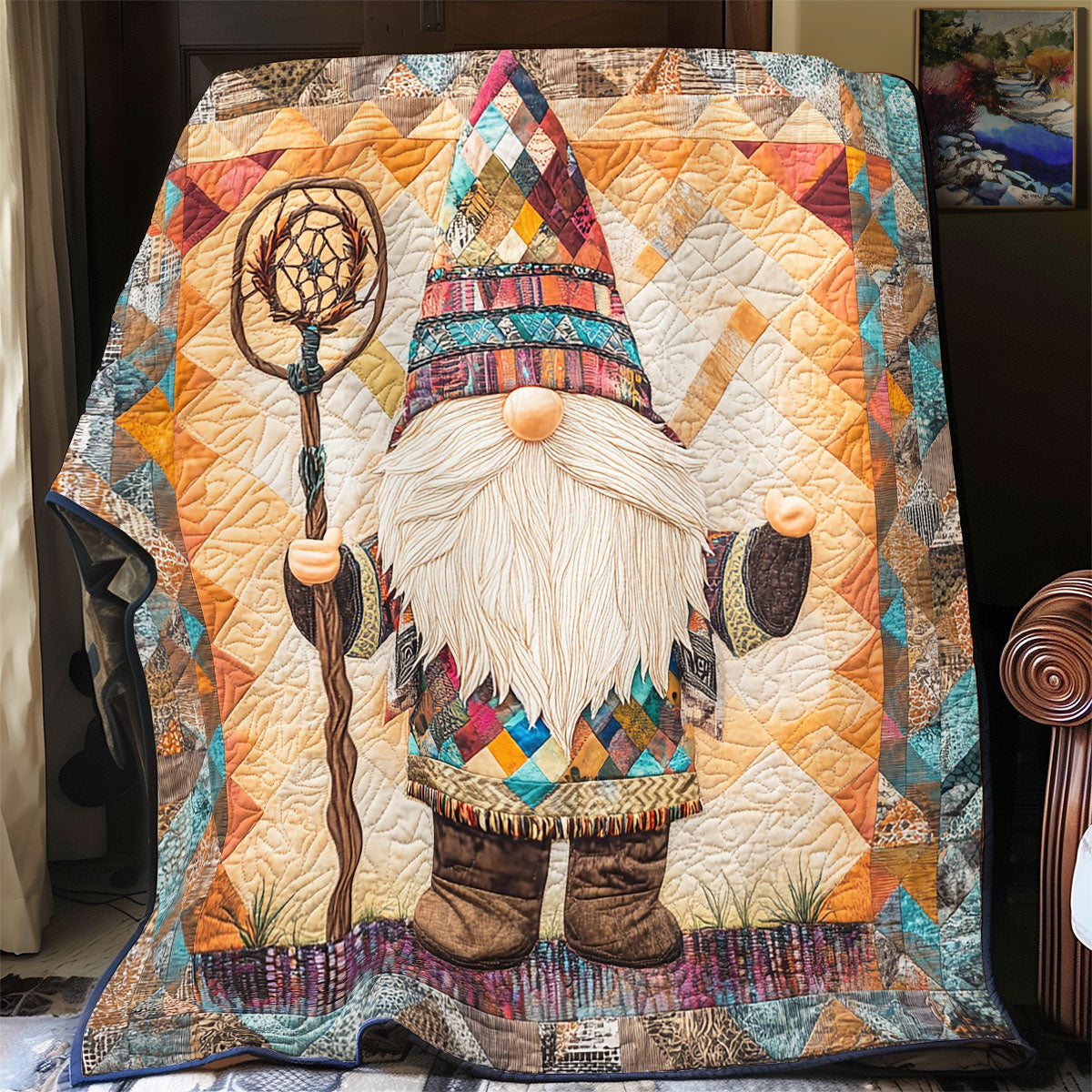 Native American Tribal Gnome WU1102049CL Quilt