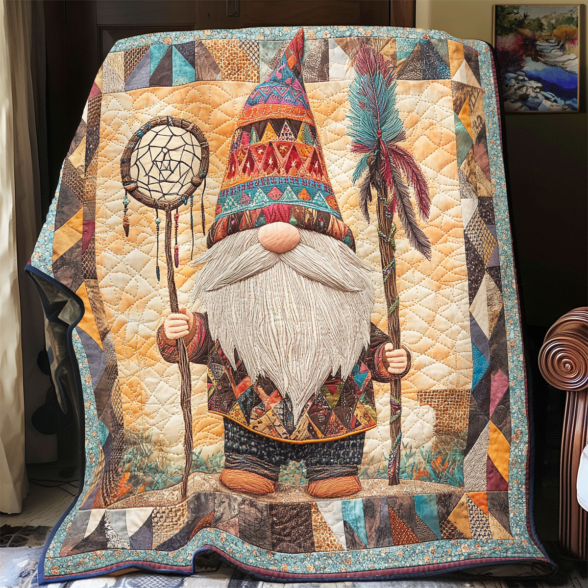 Native American Tribal Gnome WU1102052CL Quilt