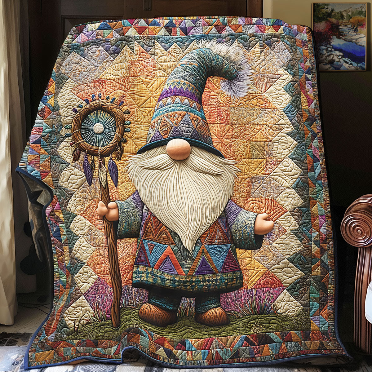 Native American Tribal Gnome WU1102055CL Quilt