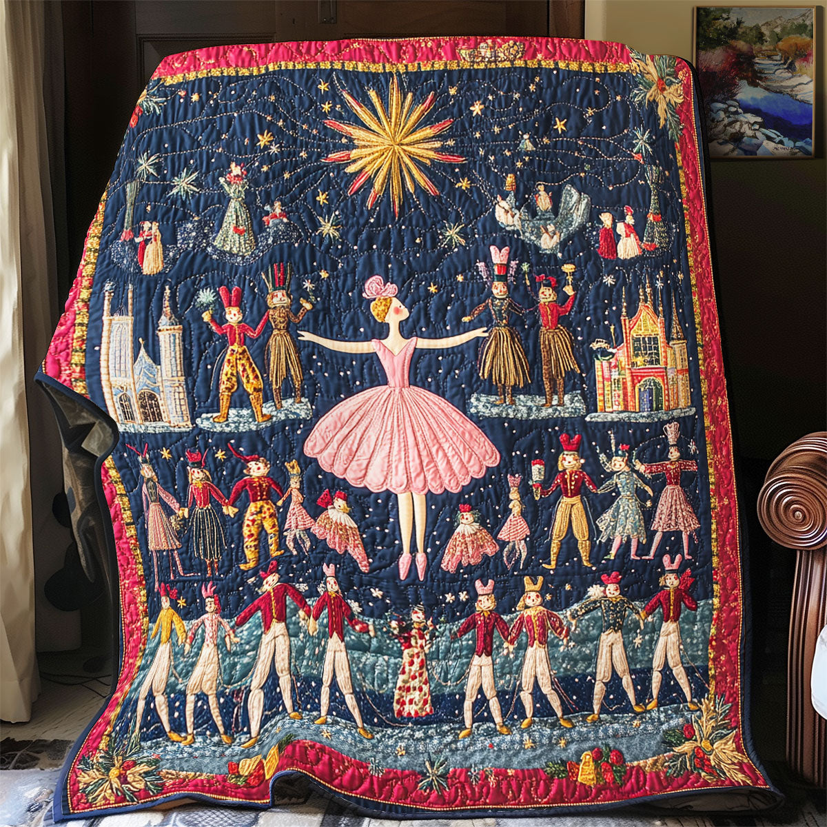 Nutcracker Festive Ballet Scene WU0601014CL Quilt