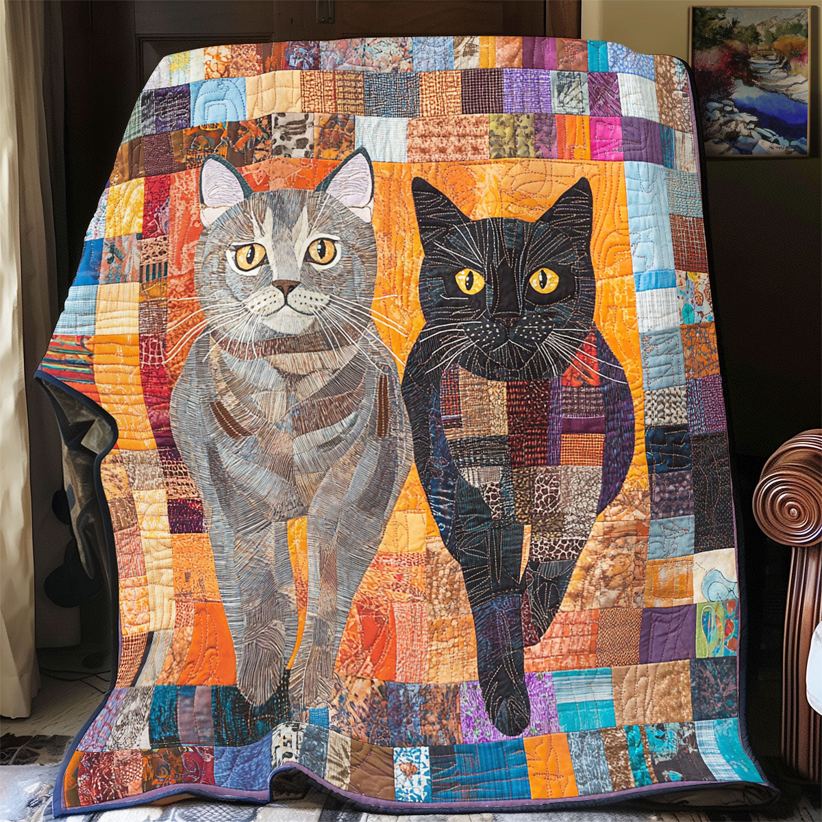 Patchwork Cats WU1801041CL Quilt