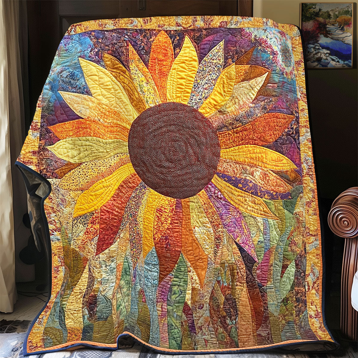 Patchwork Sunflower WU0101072CL Quilt