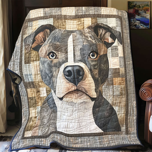 Pitbull Portrait WU0101079CL Quilt