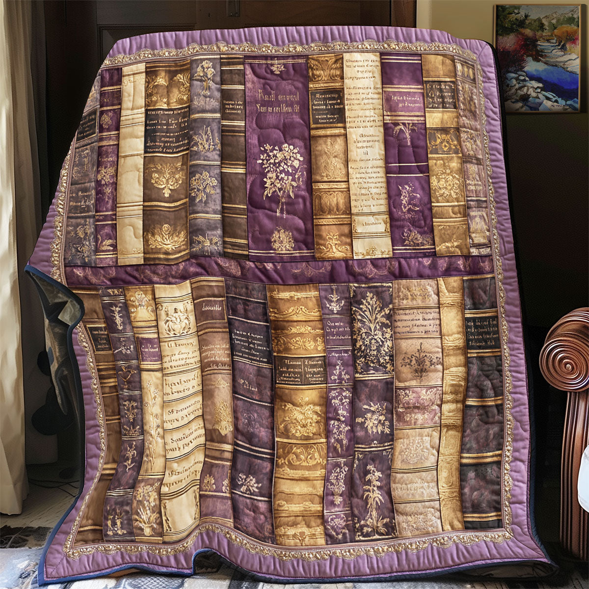 Purple Bookshelf WU0301082CL Quilt