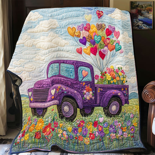 Purple Truck Be My Valentine WU0101029CL Quilt