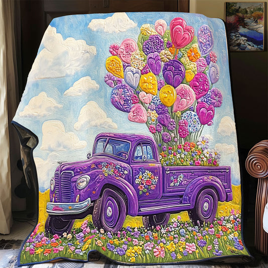 Purple Truck Be My Valentine WU0101030CL Quilt