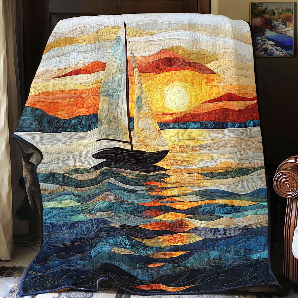 Sailing Twilight On The Waves WU1303064CL Quilt