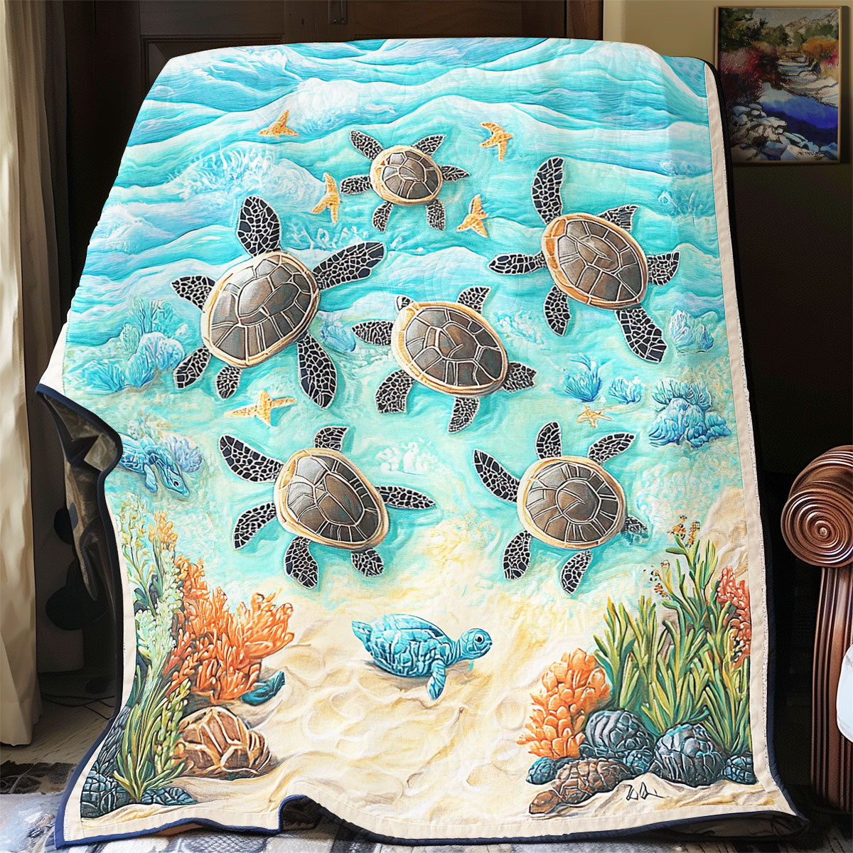 Sea Turtles Ocean Is Calling WU1501014CL Quilt