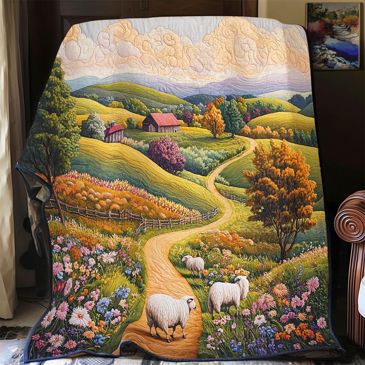 Sheep Blooming Hills WU1303036CL Quilt