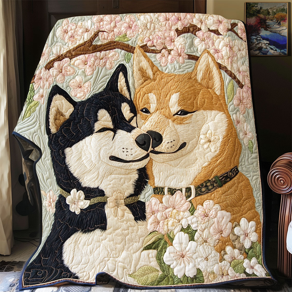 Shiba Inu Couple Be With Me WU2301087CL Quilt