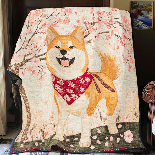 Shiba Inu Under The Cherry Blossom WU2301013CL Quilt