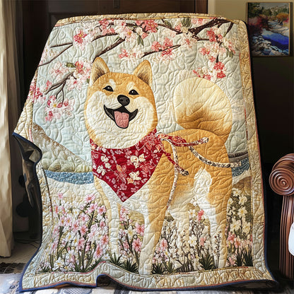 Shiba Inu Under The Cherry Blossom WU2301016CL Quilt