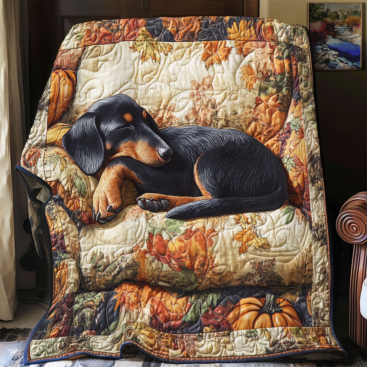 Sleeping Dachshund WU2001050CL Quilt