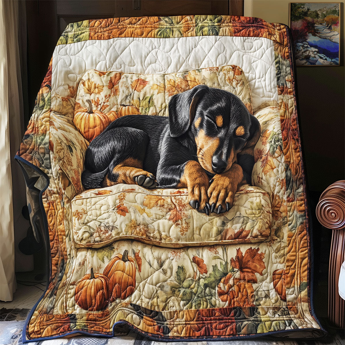 Sleeping Dachshund WU2001055CL Quilt