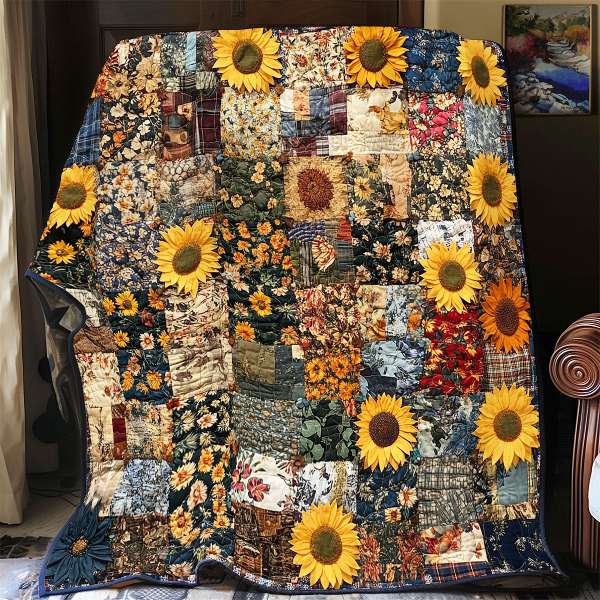 Sunflower Patchwork WU1601080CL Quilt