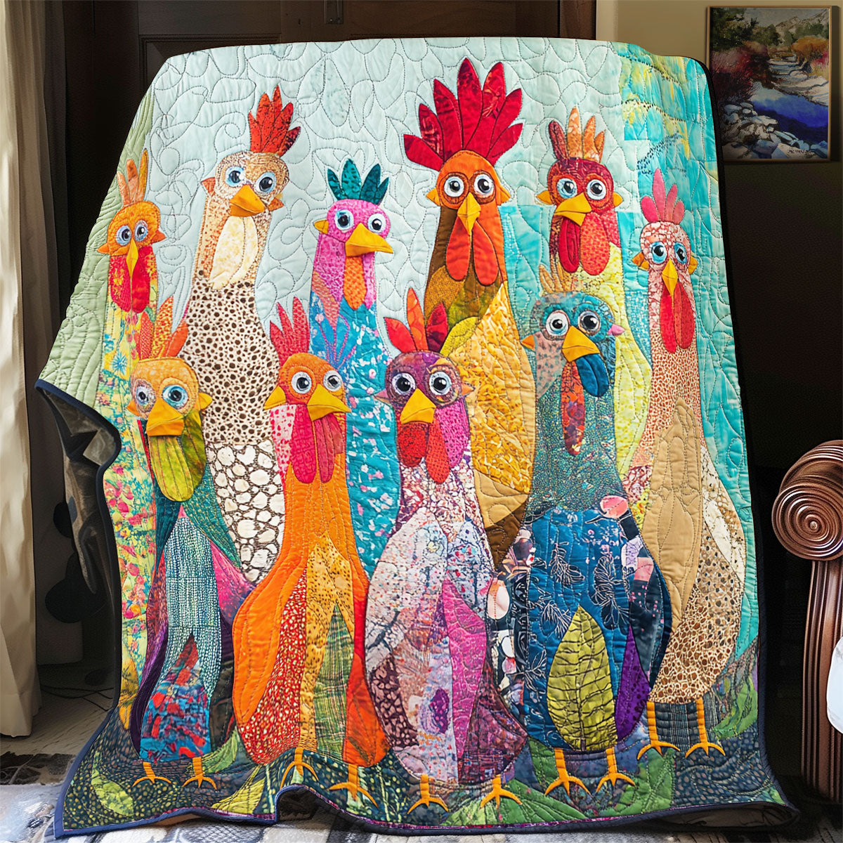 Whimsical Chicken WU0602022CL Quilt