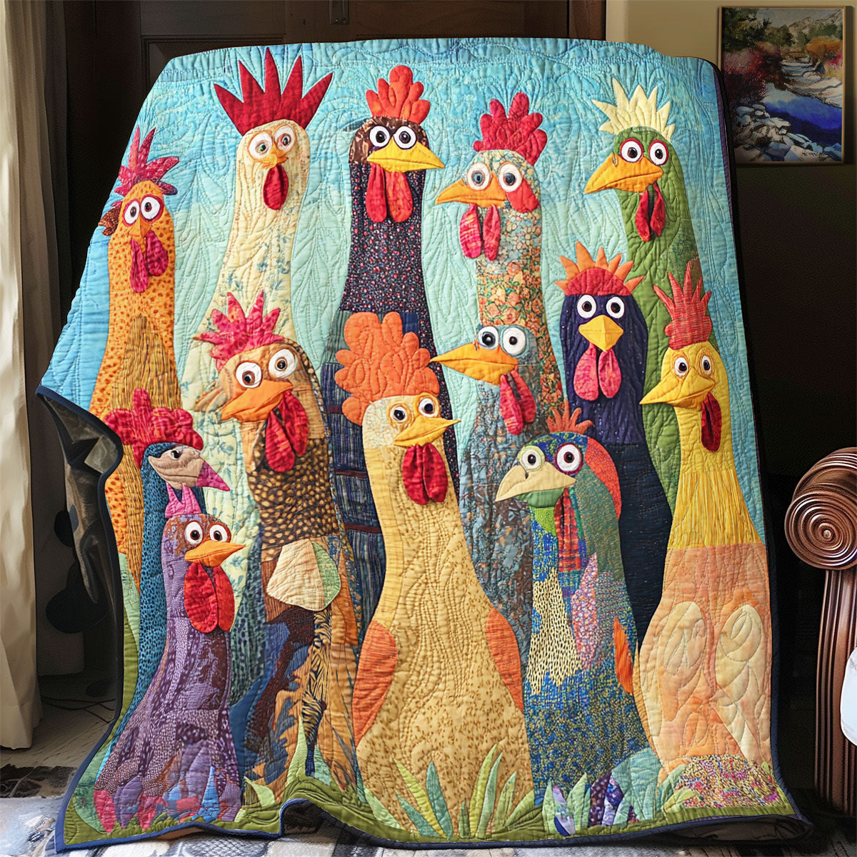 Whimsical Chicken WU0602026CL Quilt