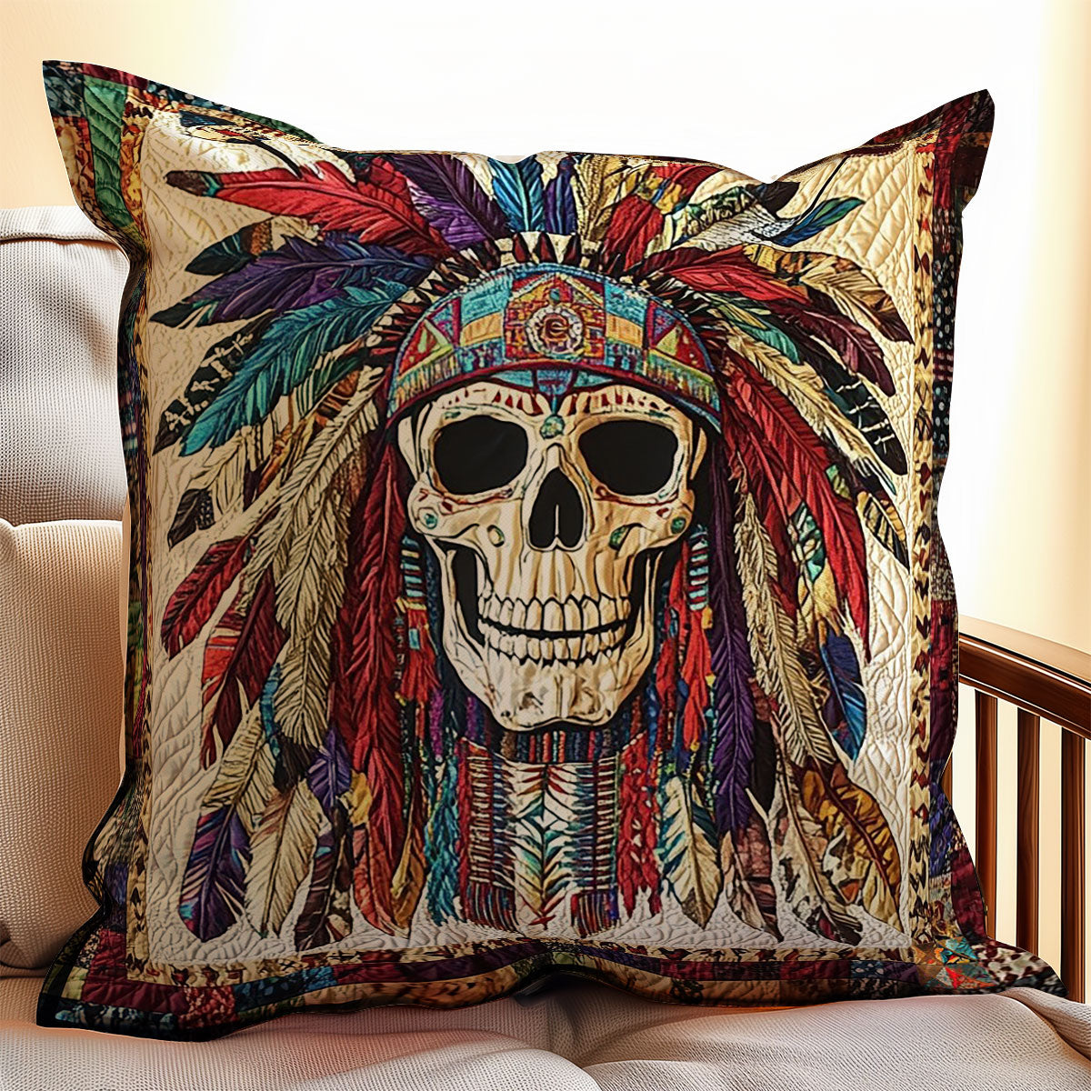 Native American Skull WU0702054CL Quilt Pillow Case