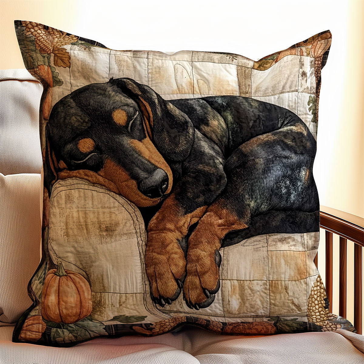 Sleeping Dachshund WU0702045CL Quilt Pillow Case