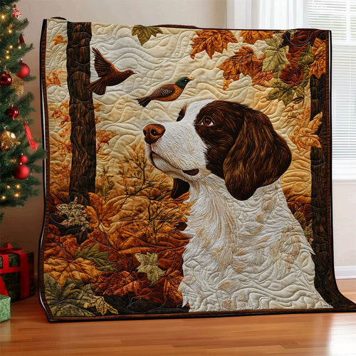 Brittany Spaniel One Fine Autumn Day WU1302097CL Quilt