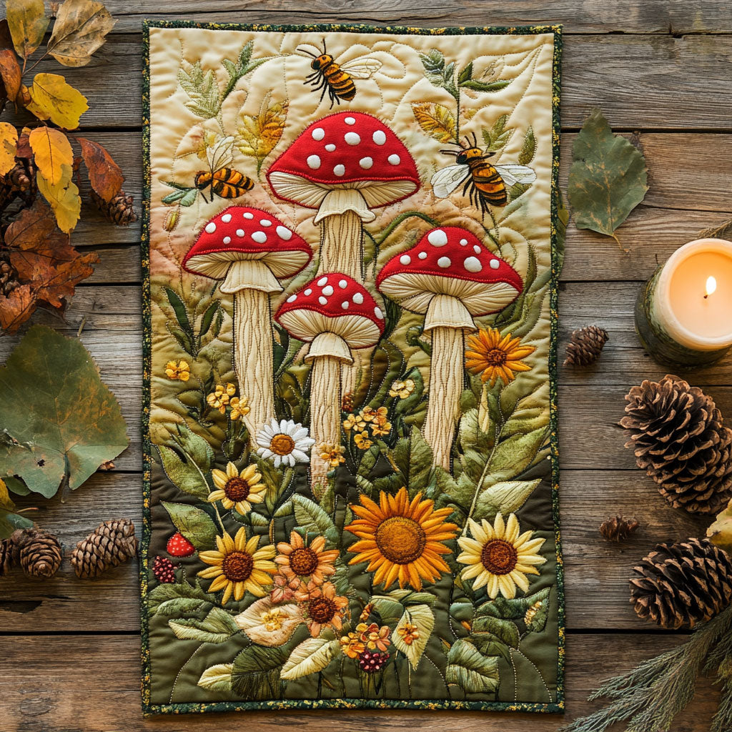 Mushroom Forest WU0303012CL Quilted Table Runner