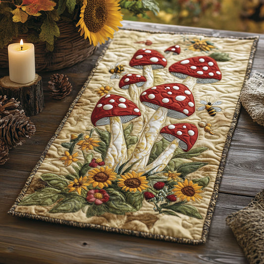 Mushroom Forest WU0303060CL Quilted Table Runner