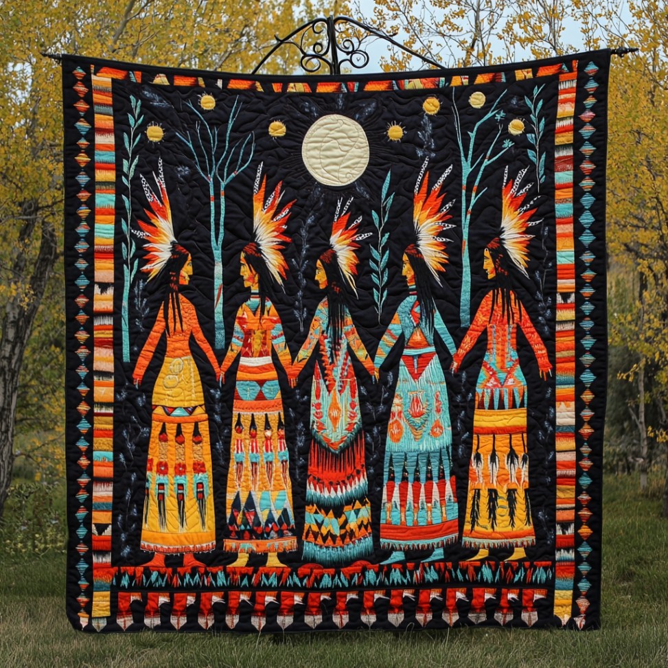 Native American Dancing In The Wild WU1401022CL Quilt